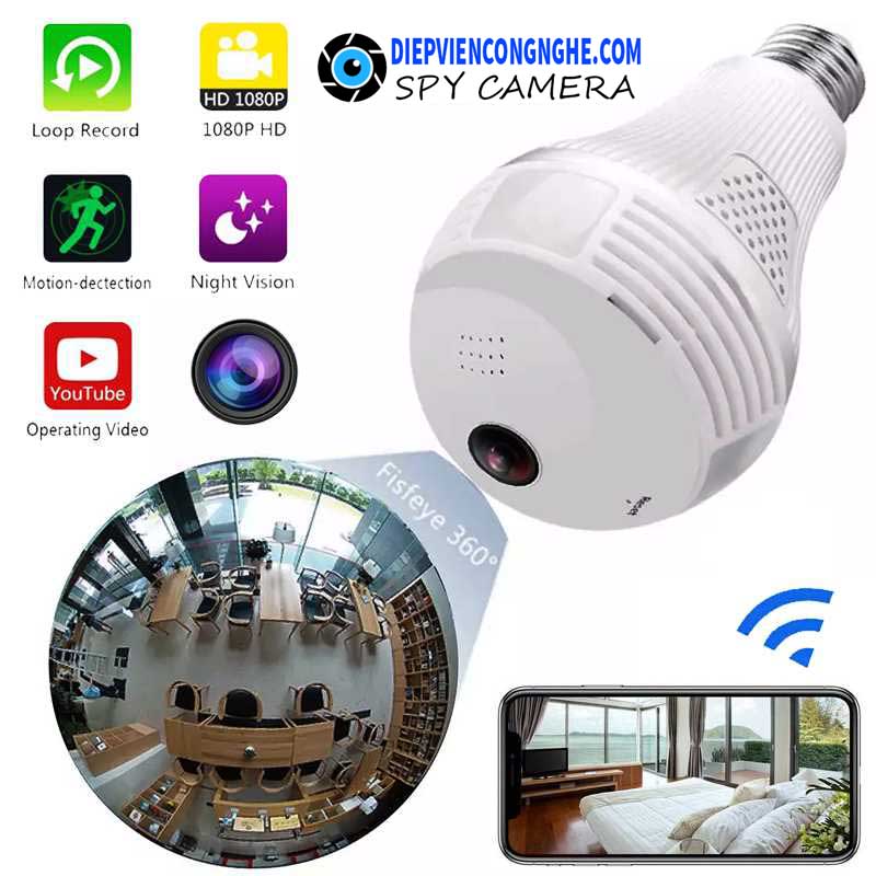 Bóng Đèn Camera Ngụy Trang 360 Wifi MP68