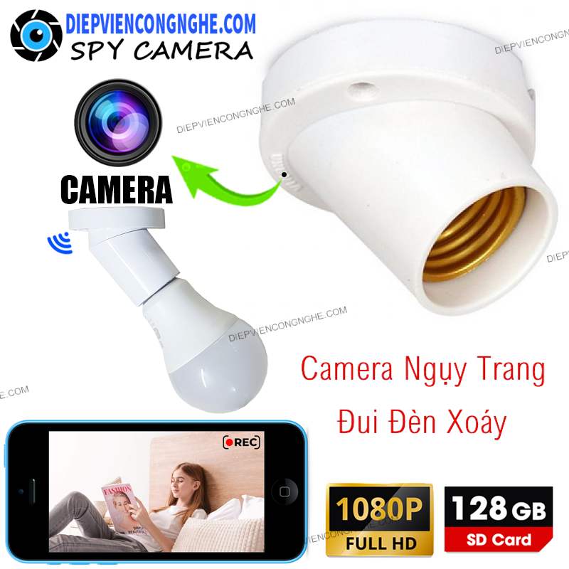 Đui Đèn Ngụy Trang Camera Quay Lén Từ Xa Wifi X108