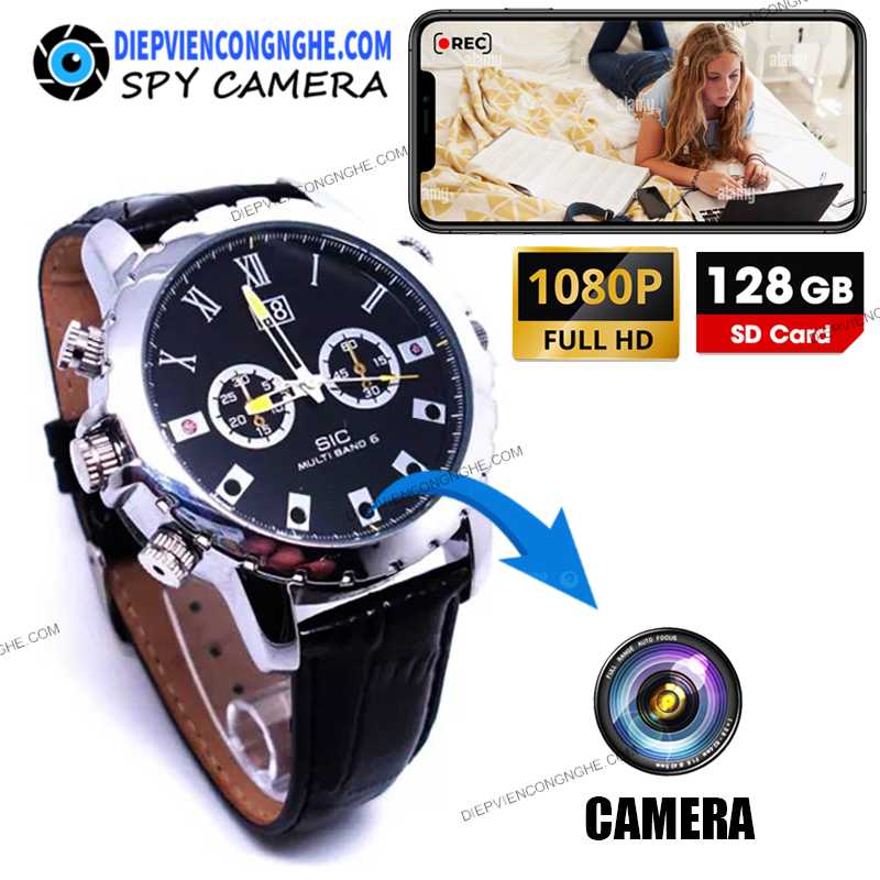 Camera Quay Lén Siêu Nhỏ Đồng Hồ Đeo Tay WAC99 Hồng Ngoại Chính Hãng