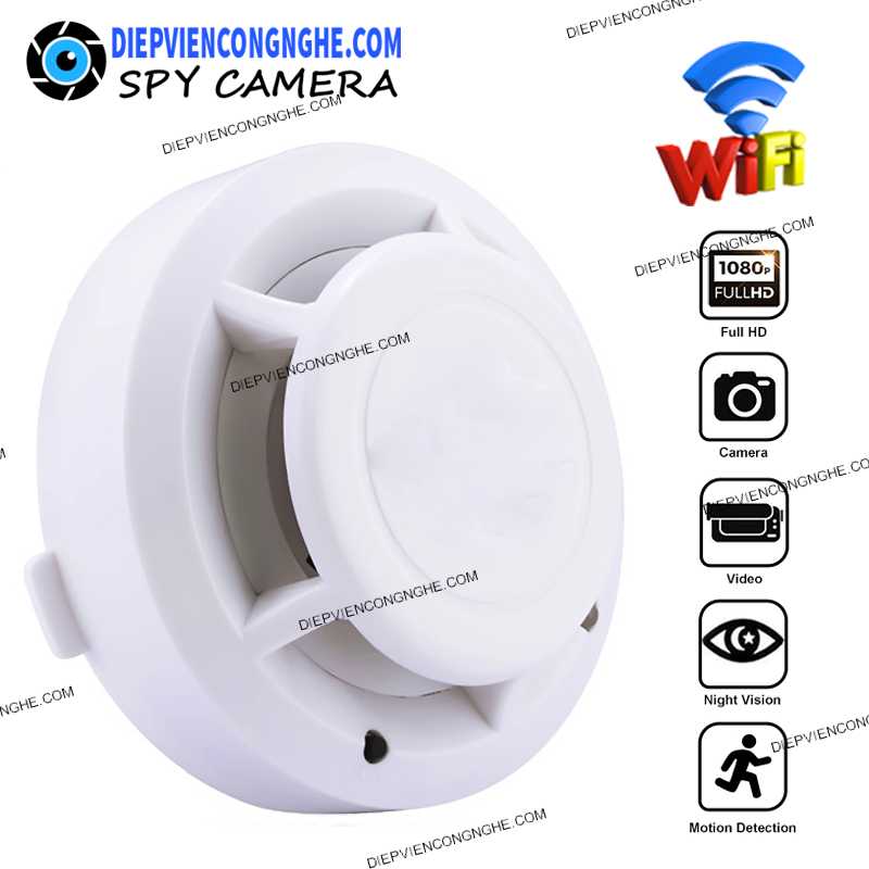 Camera Quay Lén Siêu Nhỏ Đầu Báo Cháy SM350 Kết Nối Từ Xa xem lén trong bóng đêm siêu rỏ nét