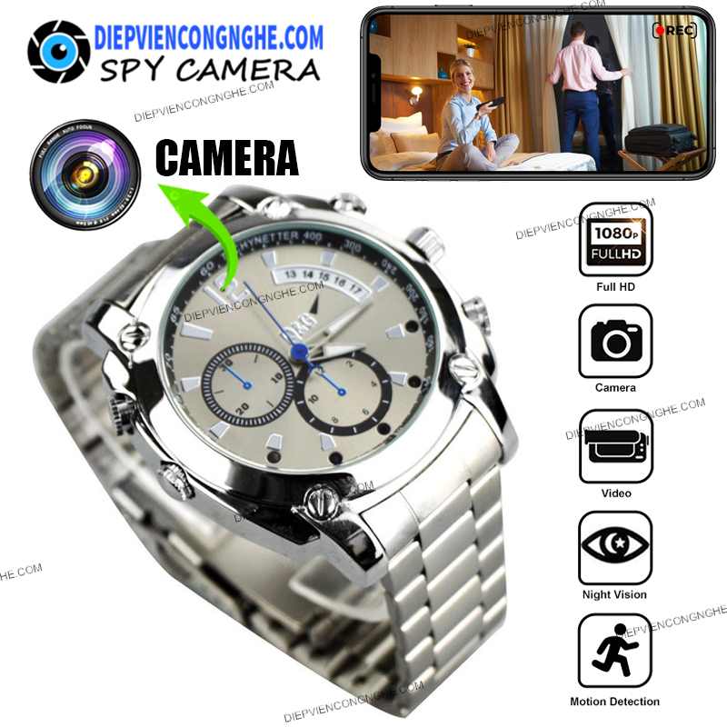 Đồng Hồ Camera Dây Kim Loại Ngụy Trang WYS72 Quay Đêm Chính Hãng