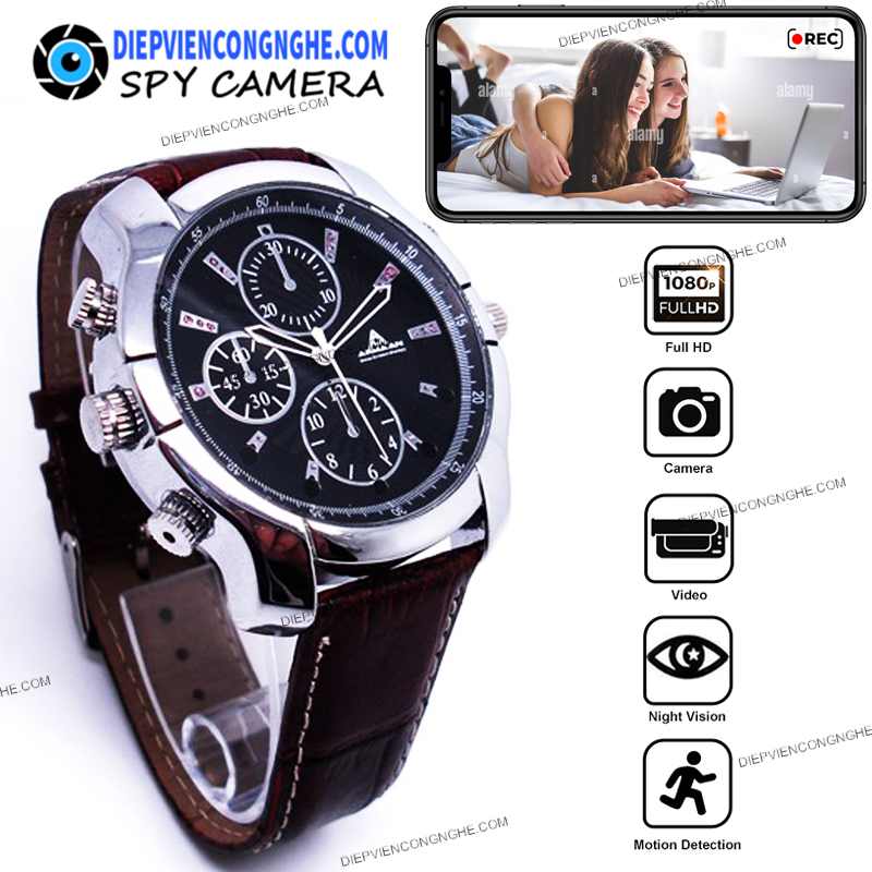 Nơi Bán Đồng Hồ Quay Trộm Đeo Tay Nữ Dây Da WAT820 Camera HD