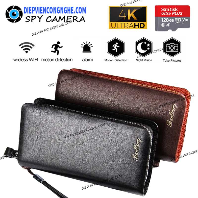 Quay Lén Camera Ngụy Trang Ví Da Baellerry 4K Wifi BARY5