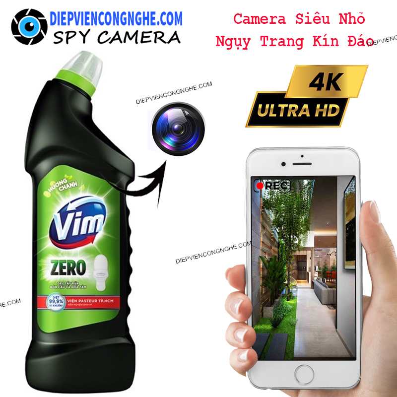 Camera Ngụy Trang Chai Vệ Sinh Toilet VIM 4K Wifi Siêu Nét