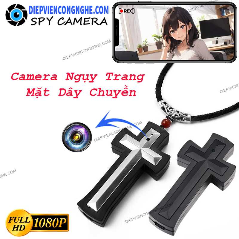 Camera Mặt Dây Chuyền Thánh Giá DG551 Quay Trộm Siêu Nét Và Bí Mật
