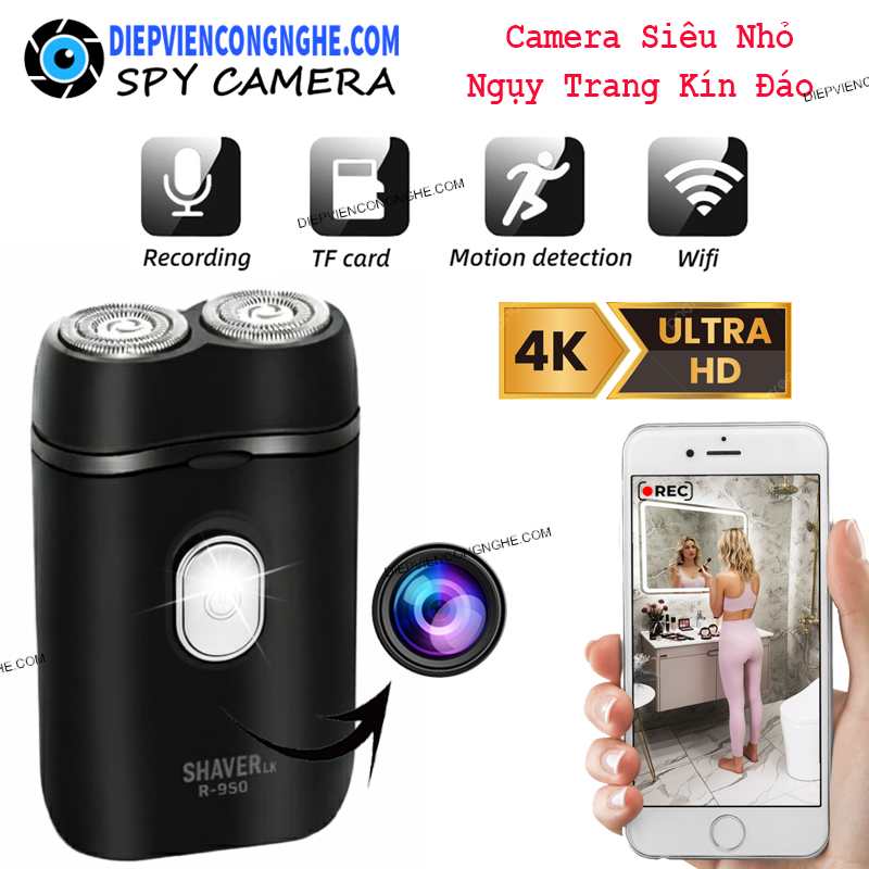 Camera Ngụy Trang Máy Cạo Râu R950 Wifi 4K – Siêu Nét - Giá Rẻ