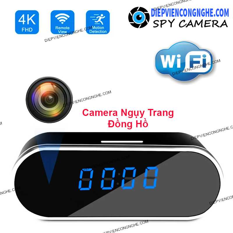 Đồng Hồ Để Bàn Wifi WY380 quay lén từ xa thông qua wifi