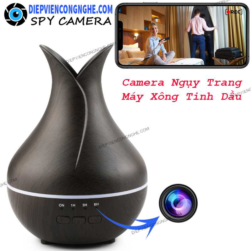 Camera Ngụy Trang Máy Khuyết Tán Tinh Dầu SMO32S Quay Lén Từ Xa Thông Qua Wifi