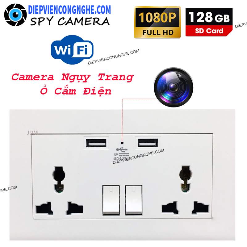 Ổ Điện Âm Tường Ngụy Trang Camera Siêu Nhỏ ODM46 Wifi Quay Lén Từ Xa